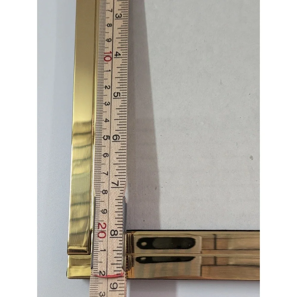Gold Tone Metal Tiered Border Picture Frame Polished Modern Tabletop 5x7 Opening